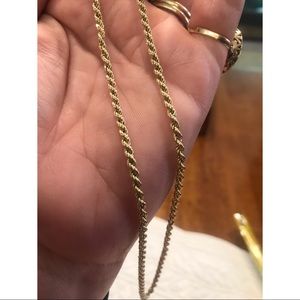 Solid 14k Yellow Gold 18” Rope Chain Necklace EUC
